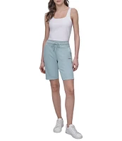 DKNY Sport by Donna Karan Metallic Bubble Logo Bermuda Pull-On Shorts