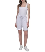 DKNY Sport by Donna Karan Metallic Bubble Logo Bermuda Pull-On Shorts