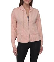 DKNY Sport by Donna Karan Open Front Zip Tech Ottoman Hoodie with Pockets