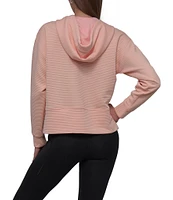 DKNY Sport by Donna Karan Open Front Zip Tech Ottoman Hoodie with Pockets