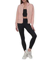 DKNY Sport by Donna Karan Open Front Zip Tech Ottoman Hoodie with Pockets