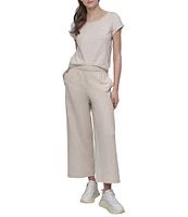 DKNY Sport by Donna Karan Slub Ankle Length Wide Leg Pants