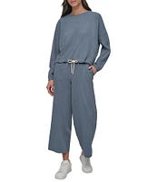 DKNY Sport by Donna Karan Slub Ankle Length Wide Leg Pants