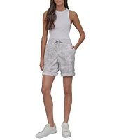 DKNY Sport by Donna Karan Smocked Waist Camo Print Convertible Cargo Shorts
