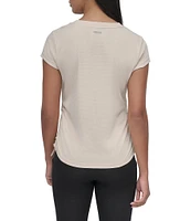 DKNY Sport by Donna Karan V Neck Short Sleeve Tech Ruched Side Seam Tee