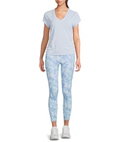 DKNY Sport by Donna Karan V Neck Short Sleeve Tech Ruched Side Seam Tee