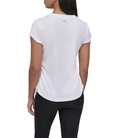 DKNY Sport by Donna Karan V Neck Short Sleeve Tech Ruched Side Seam Tee