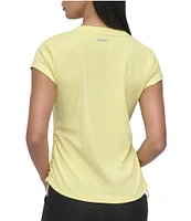 DKNY Sport by Donna Karan V Neck Short Sleeve Tech Ruched Side Seam Tee