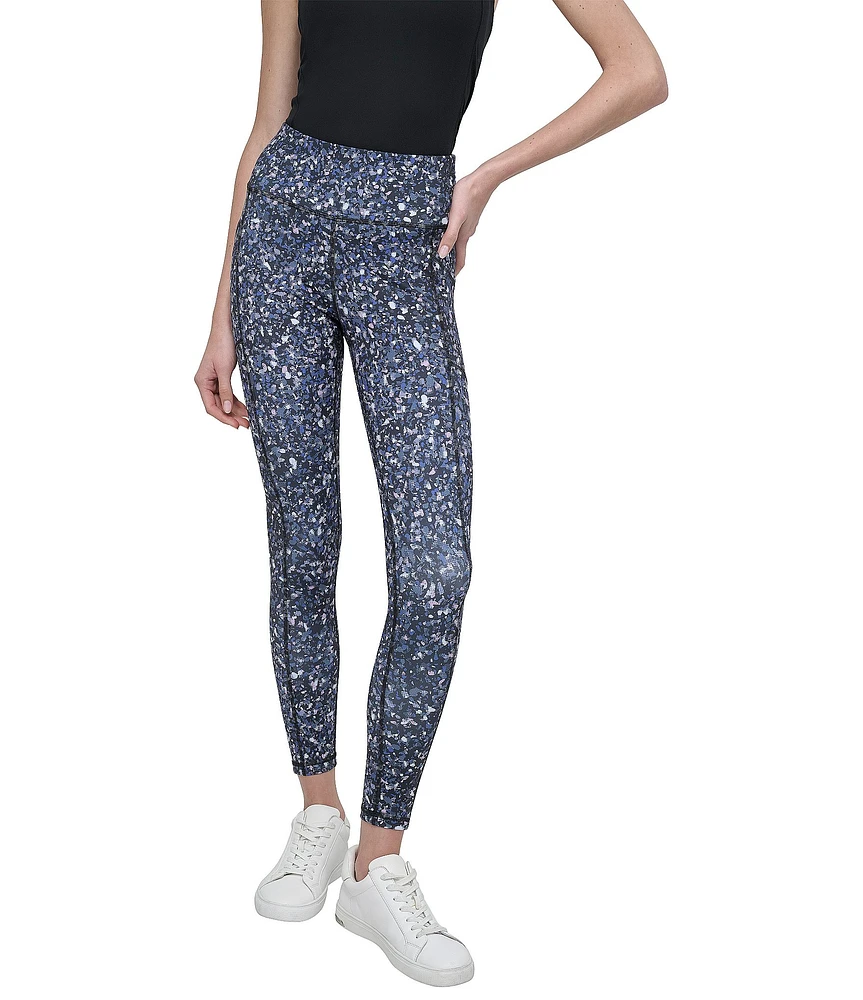 DKNY Sport by Donna Karen Elevate Interlock High Waist 7/8 Printed Fitness Leggings