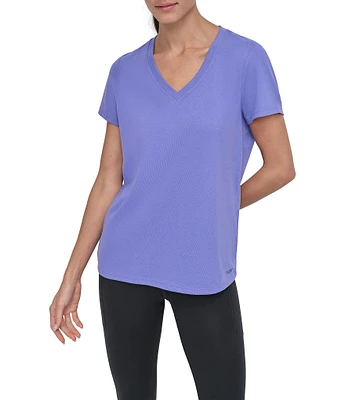 DKNY Sport by Donna Karen Solid V-Neck Short Sleeve Tee