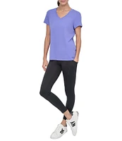 DKNY Sport by Donna Karen Solid V-Neck Short Sleeve Tee