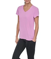 DKNY Sport by Donna Karen Solid V-Neck Short Sleeve Tee