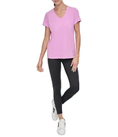 DKNY Sport by Donna Karen Solid V-Neck Short Sleeve Tee
