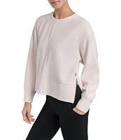 DKNY Sport by Donna Karen Tech Ottoman Crew Neck Long Sleeve Side Zipper Pullover
