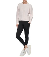DKNY Sport by Donna Karen Tech Ottoman Crew Neck Long Sleeve Side Zipper Pullover