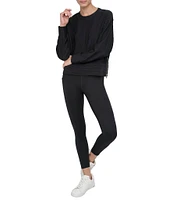 DKNY Sport by Donna Karen Tech Ottoman Crew Neck Long Sleeve Side Zipper Pullover