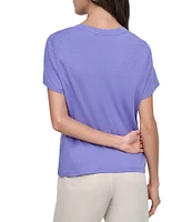 DKNY Sport by Donna Karen V-Neck Short Sleeve Slub Tee