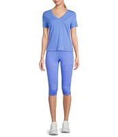 DKNY Sport by Donna Karen V-Neck Short Sleeve Slub Tee
