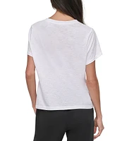 DKNY Sport by Donna Karen V-Neck Short Sleeve Slub Tee