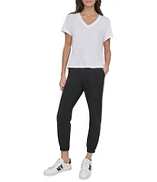 DKNY Sport by Donna Karen V-Neck Short Sleeve Slub Tee