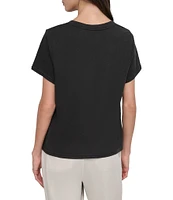 DKNY Sport by Donna Karen V-Neck Short Sleeve Slub Tee