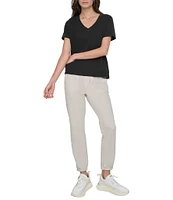 DKNY Sport by Donna Karen V-Neck Short Sleeve Slub Tee