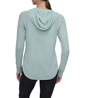DKNY Sport by Donna Karan Long Sleeve Full Zip Mini Slub Waffle Pocketed Hoodie