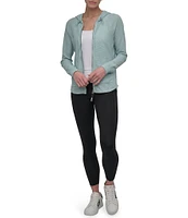 DKNY Sport by Donna Karan Long Sleeve Full Zip Mini Slub Waffle Pocketed Hoodie