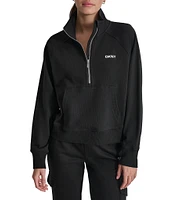 DKNY Sport by Donna Karan Logo Half Zip Stand Collar Pullover