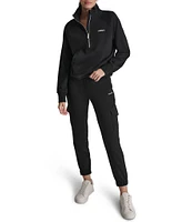 DKNY Sport by Donna Karan Logo Half Zip Stand Collar Pullover