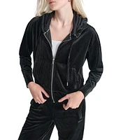 DKNY by Donna Karan Sport Platinum Velour Rib Full Zip Hoodie