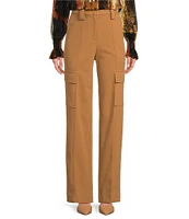 DKNY by Donna Karan Stretch Crepe Straight Leg Cargo Pants