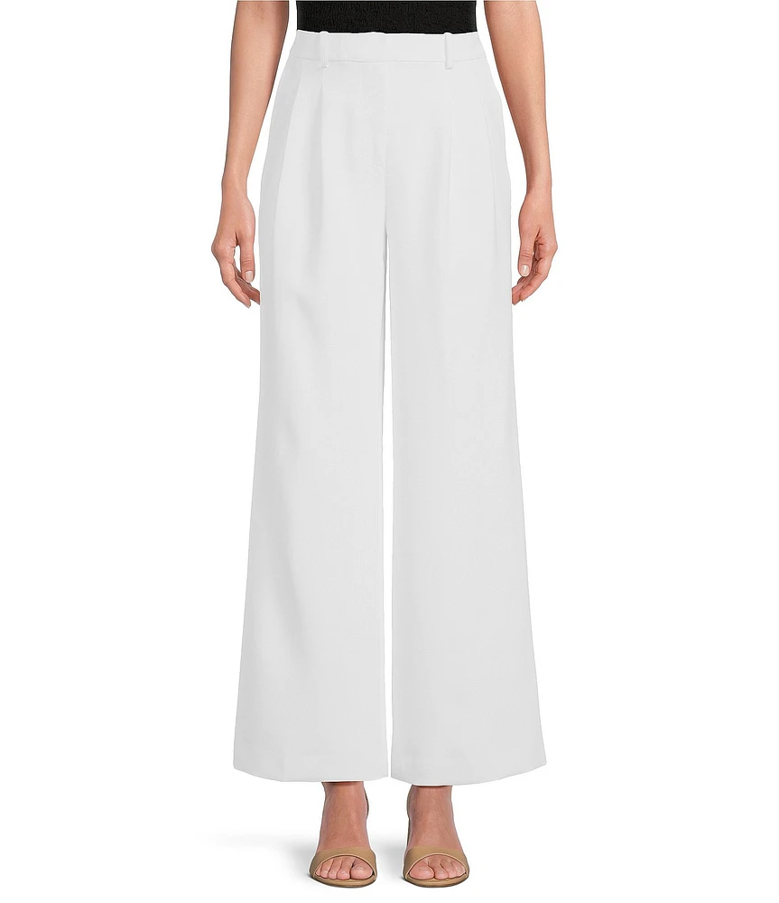 DKNY by Donna Karan Stretch Drapey High Waisted Pleated Wide Leg Pants