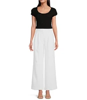 DKNY by Donna Karan Stretch Drapey High Waisted Pleated Wide Leg Pants