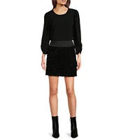 DKNY by Donna Karan Studded Fringe A-Line Mini Skirt