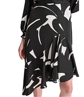 DKNY by Donna Karan Surplice V-Neck Long Balloon Sleeve Asymmetrical Hem Dress