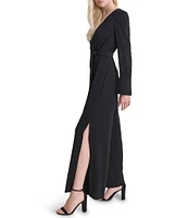 DKNY by Donna Karan Surplice V-Neck Long Sleeve Tie Front Wide Leg Jumpsuit