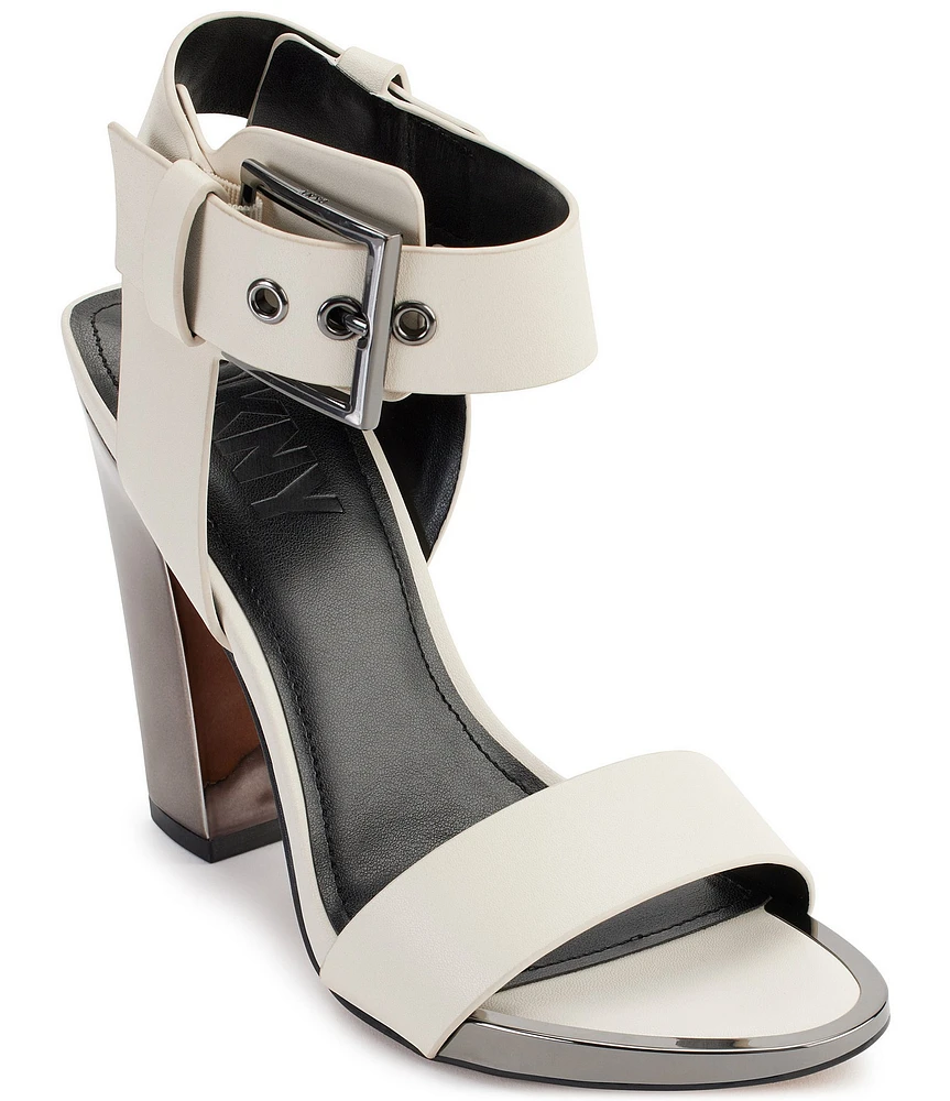 DKNY by Donna Karan Terah Leather Ankle Strap Buckle Strap Dress Sandals