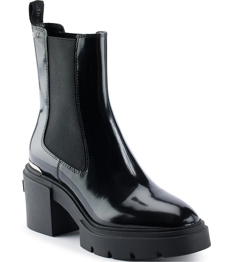 DKNY by Donna Karan Thana Patent Leather Platform Booties