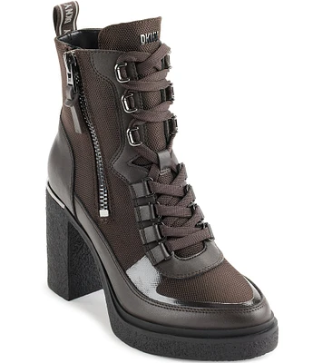 DKNY by Donna Karan Toia Leather Lace-Up Platform Booties