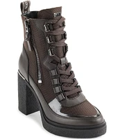 DKNY by Donna Karan Toia Leather Lace-Up Platform Booties