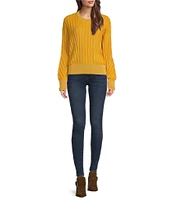 DKNY by Donna Karan Transfer Stitch Crew Neck Long Sleeve Sweater