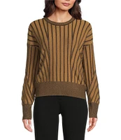 DKNY by Donna Karan Transfer Stitch Crew Neck Long Sleeve Sweater