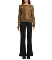 DKNY by Donna Karan Transfer Stitch Crew Neck Long Sleeve Sweater