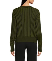 DKNY by Donna Karan Transfer Stitch Crew Neck Long Sleeve Sweater