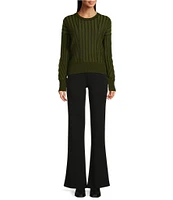 DKNY by Donna Karan Transfer Stitch Crew Neck Long Sleeve Sweater