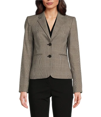 DKNY by Donna Karan Twill Plaid Notch Lapel 2-Button Blazer