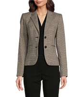 DKNY by Donna Karan Twill Plaid Notch Lapel 2-Button Blazer