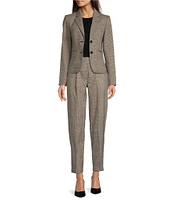 DKNY by Donna Karan Twill Plaid Paper Bag Ankle Length Pant