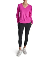 DKNY by Donna Karan V-Neck Long Sleeve Ruched Side Top